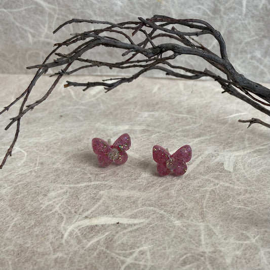 Tiny Pink Butterfly Earrings #1