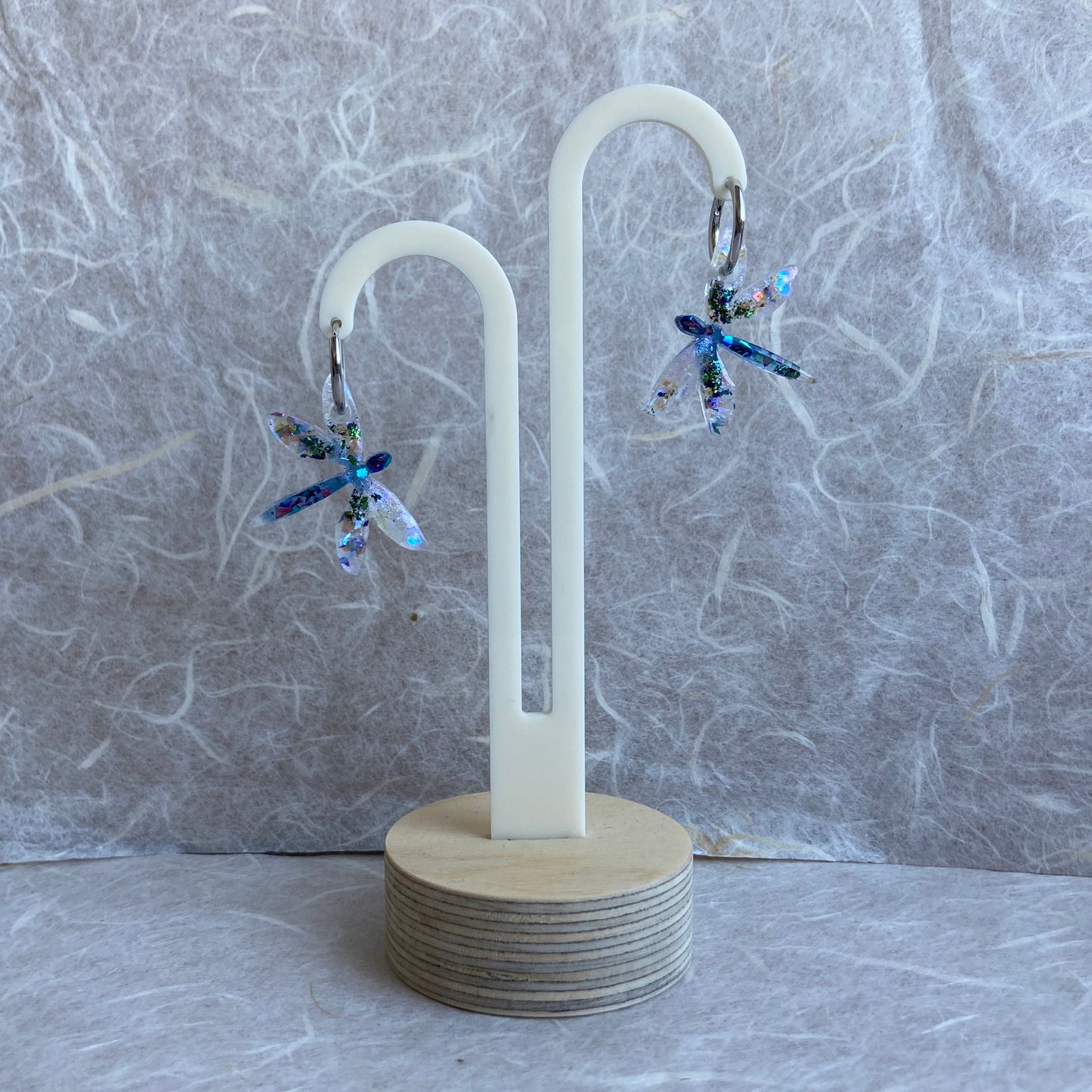 Dragonfly Charm Resin Huggies Hoops #2