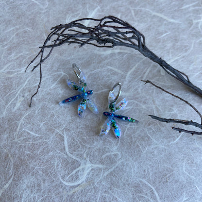 Dragonfly Charm Resin Huggies Hoops #2