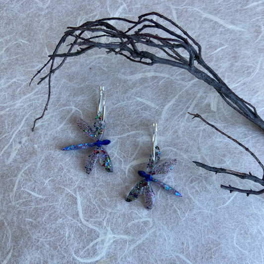 Dragonfly Charm Resin Hoops #3