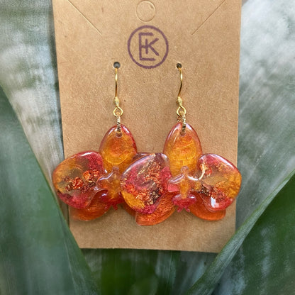 Orange Orchid Earrings