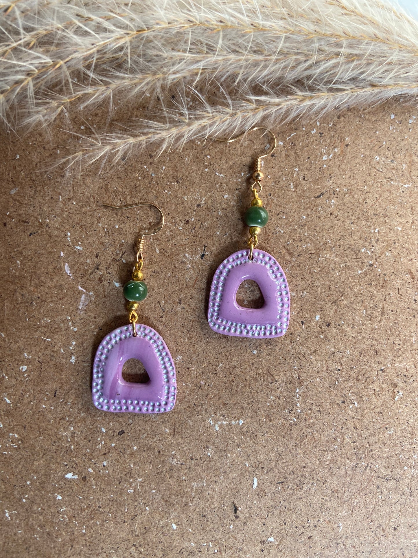 Organic Purple Arch & Green ceramic Bead