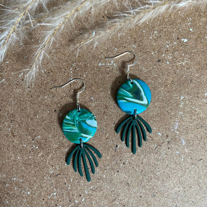 Emerald Planet & Leaf Earrings