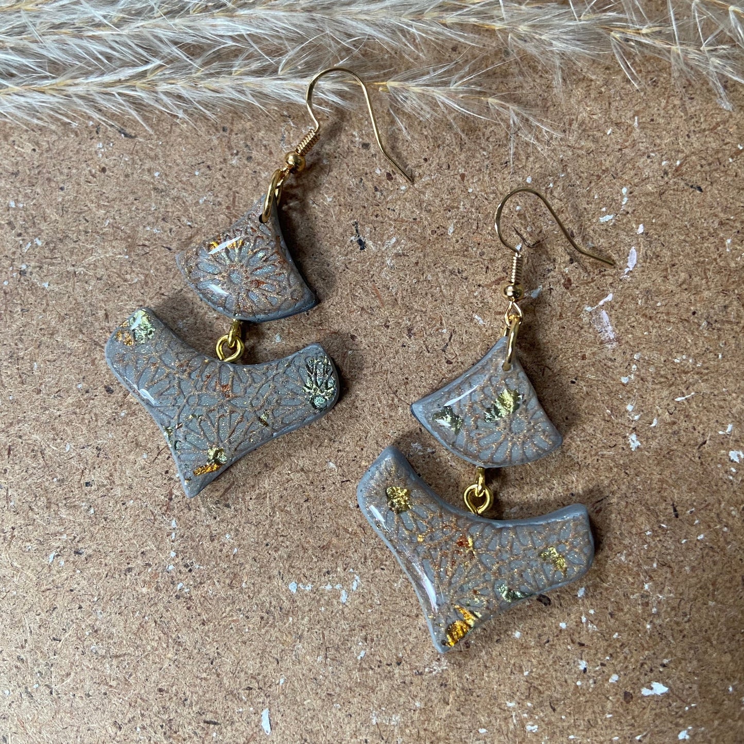 Grey with Foil Moroccan Earrings