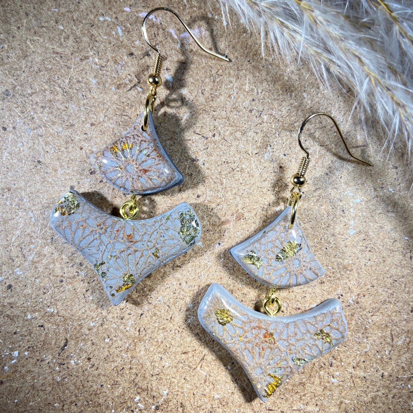 Grey with Foil Moroccan Earrings