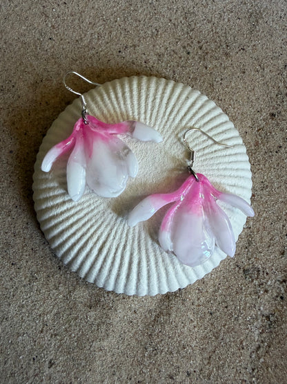 Magnolia Pink/Pink Flower Earrings
