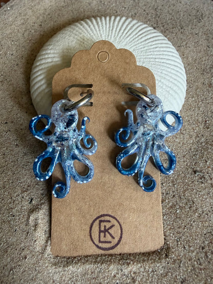 Octopus Charm Resin Huggies Hoops #3