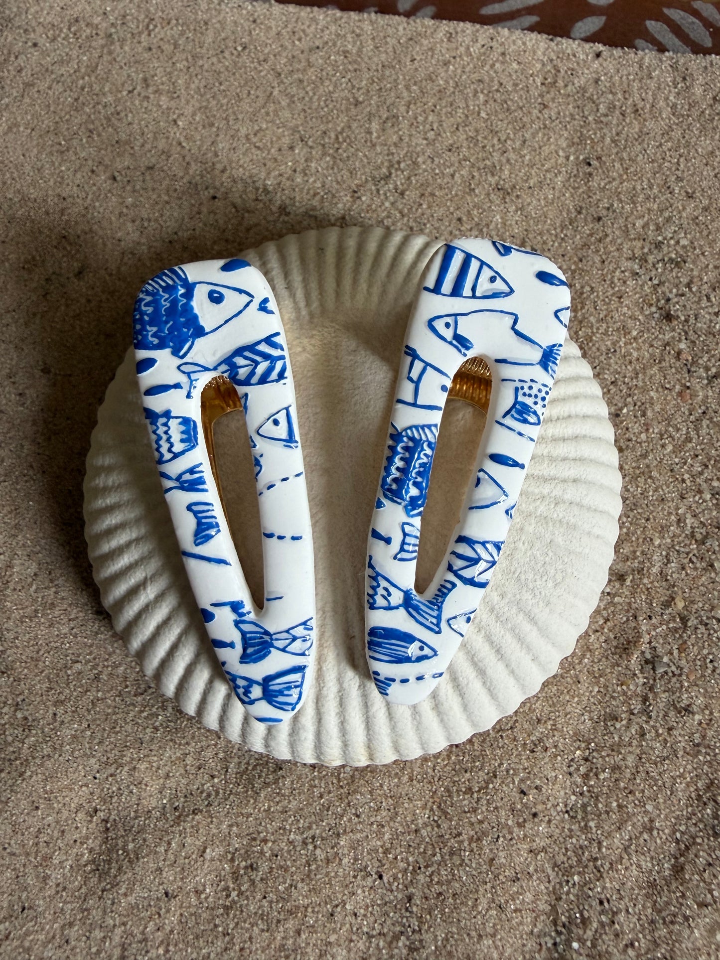 Fish Embossed Hair clips - set of 2