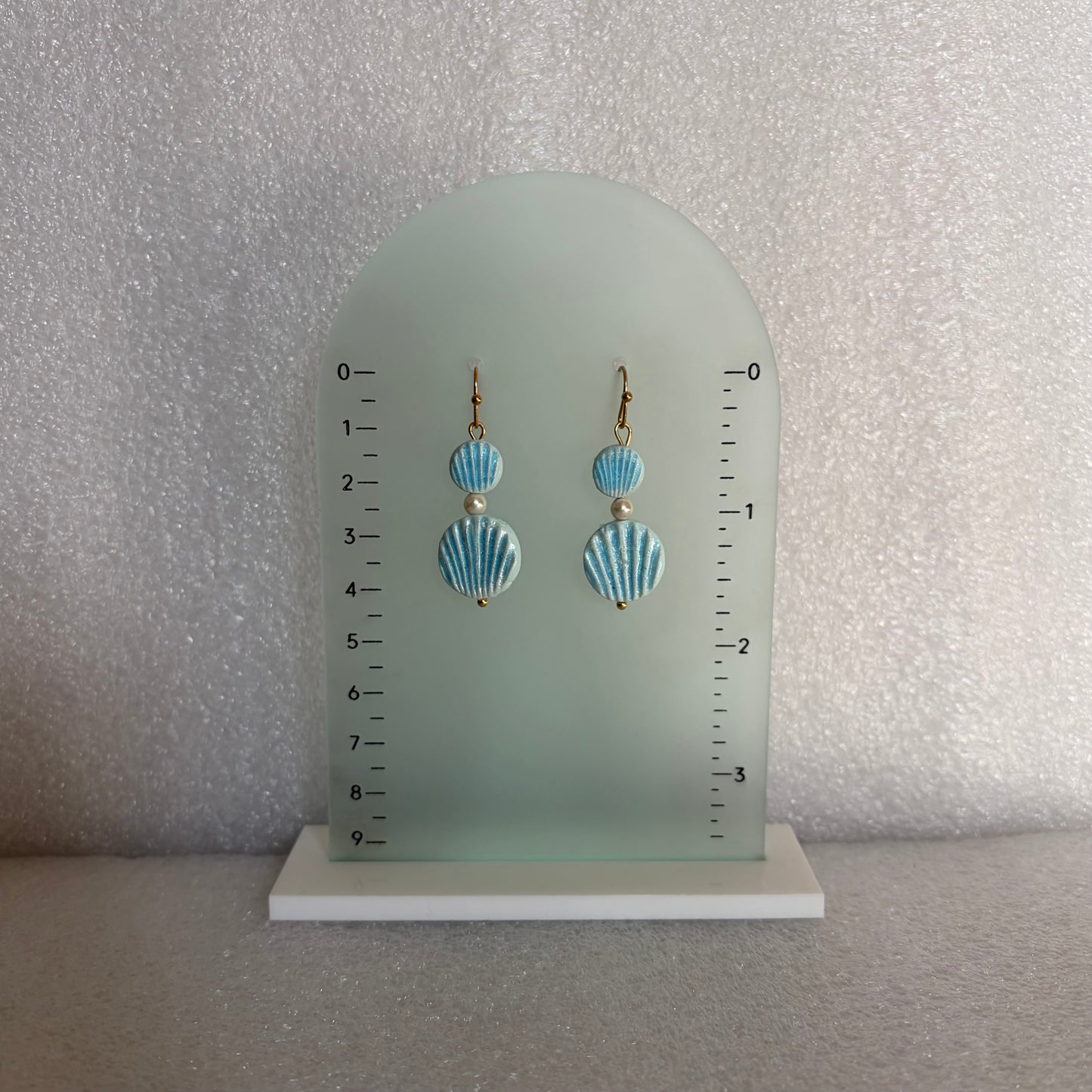 Seashell Blue with Faux Pearl Earrings
