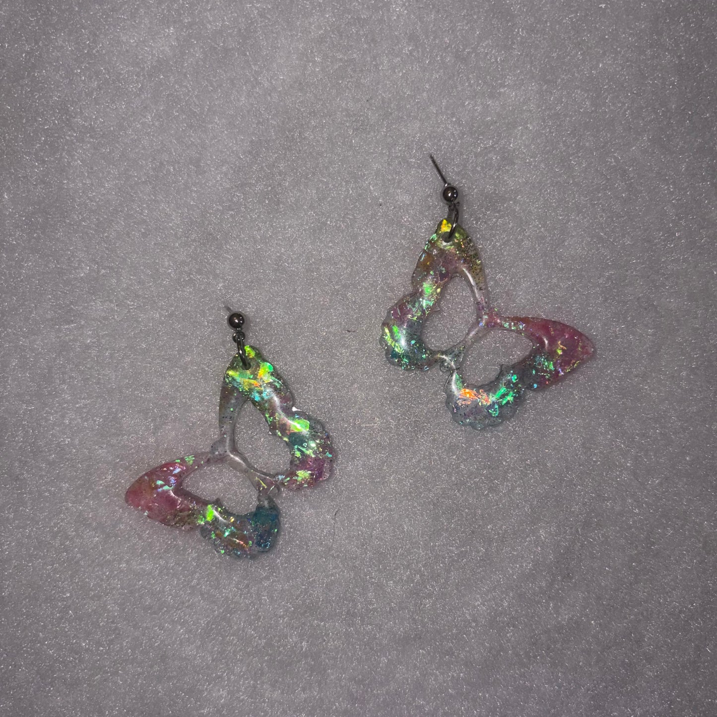 Blue & Pink Shiny Butterfly Earrings
