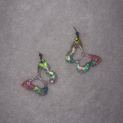 Blue & Pink Shiny Butterfly Earrings