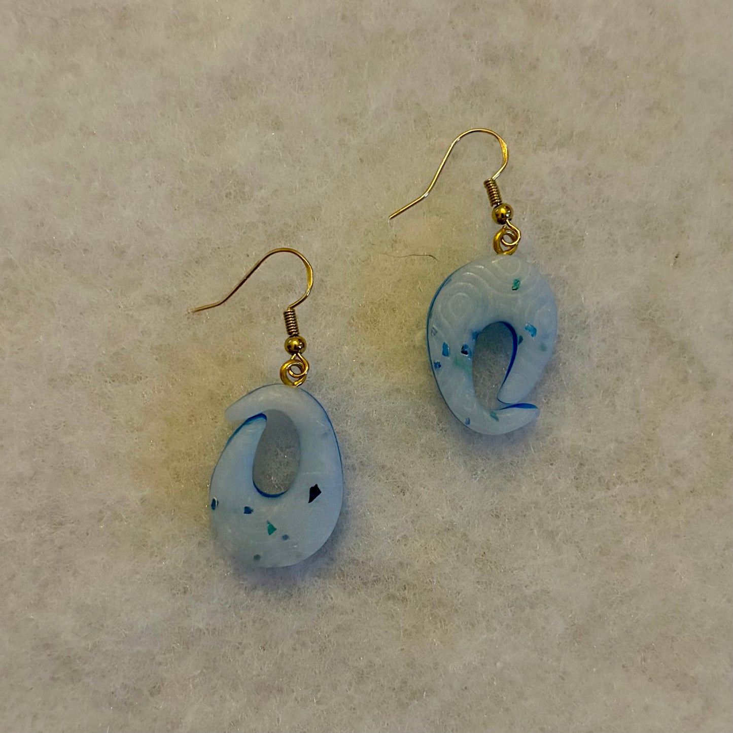 Abstract White & Blue Flakes Earrings