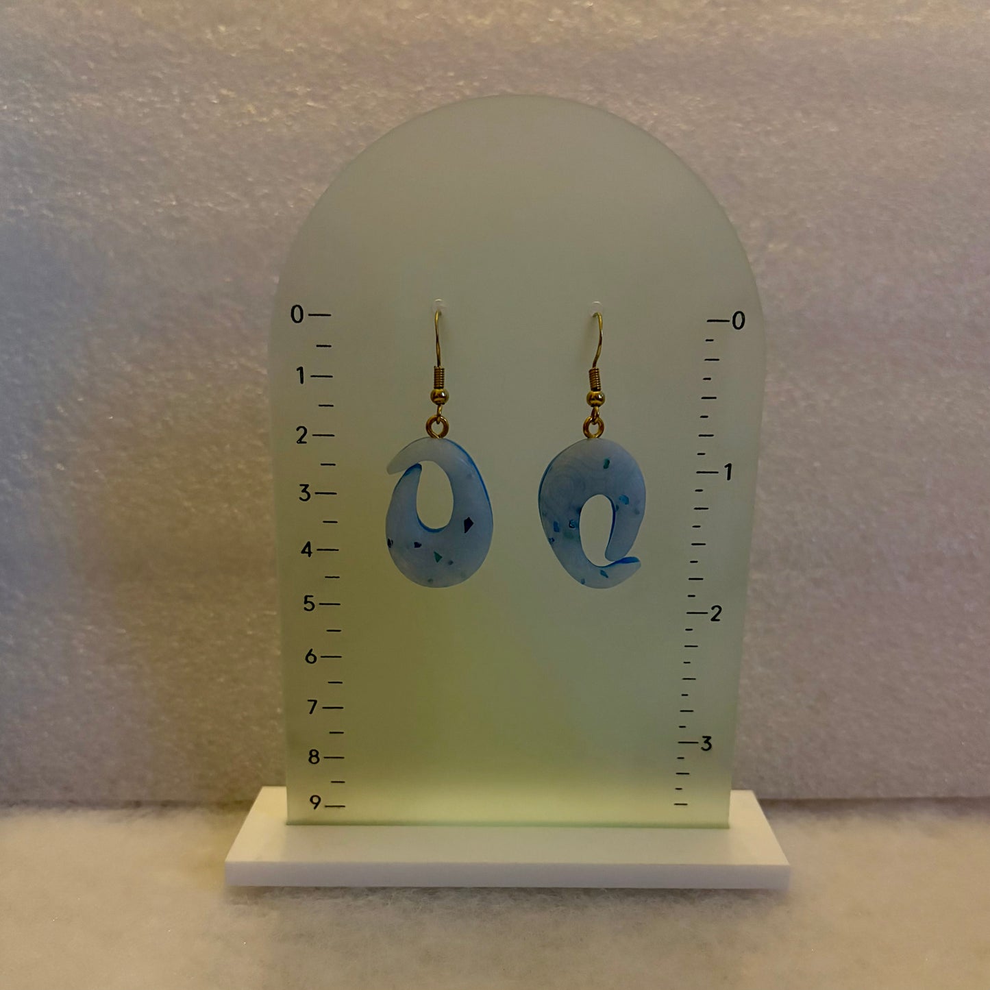Abstract White & Blue Flakes Earrings