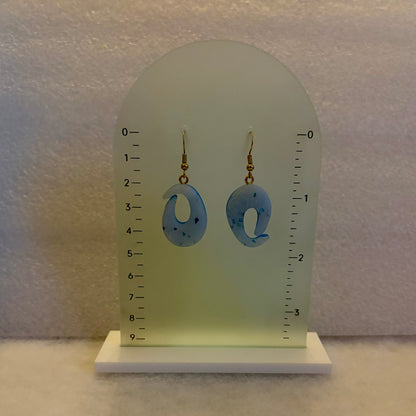 Abstract White & Blue Flakes Earrings