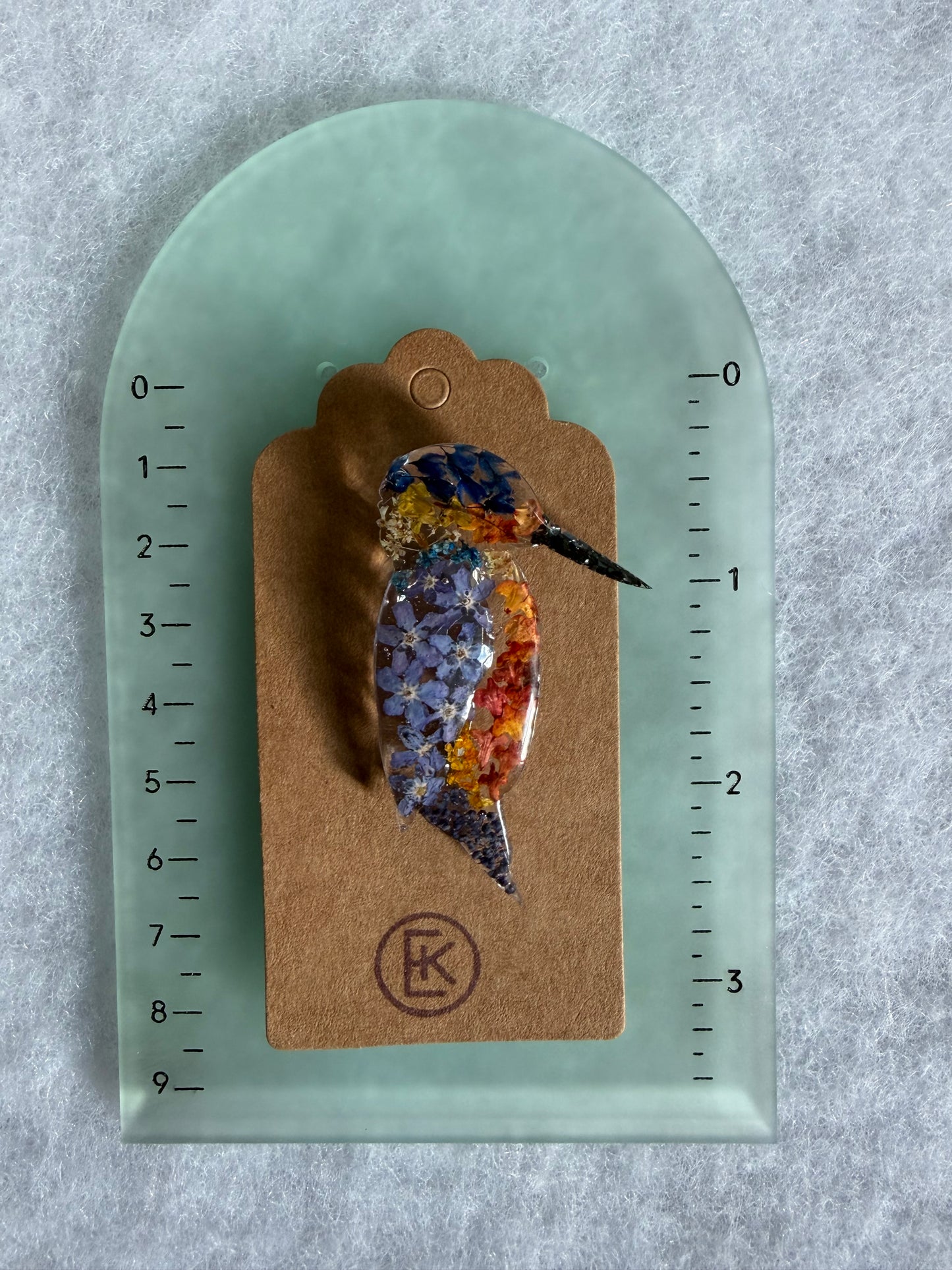 Kingfisher with Dried Flowers Brooch - One of a Kind