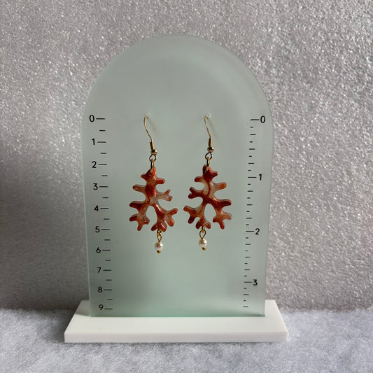 Coral with Pearl #2 Earrings