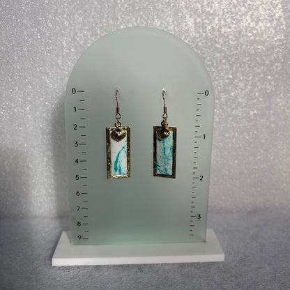 Rectangle Sea inspired with Shell Earrings