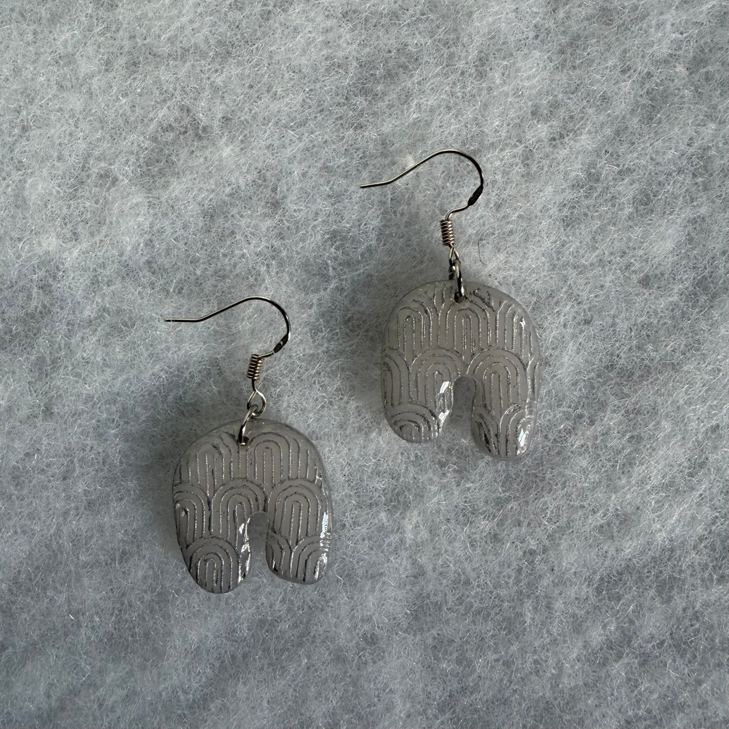 Silver Embossed Arch Earrings