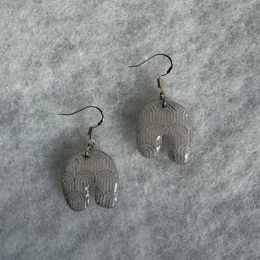 Silver Embossed Arch Earrings