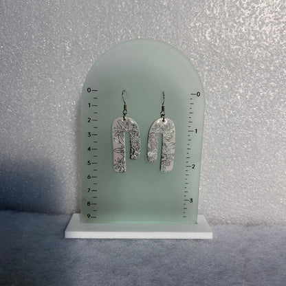 Silver Leaf Floral Arch Earrings