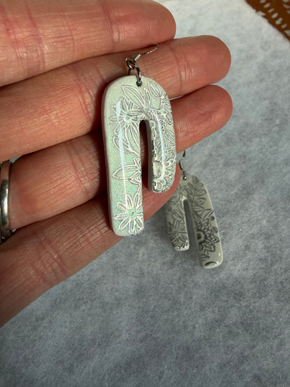Silver Leaf Floral Arch Earrings