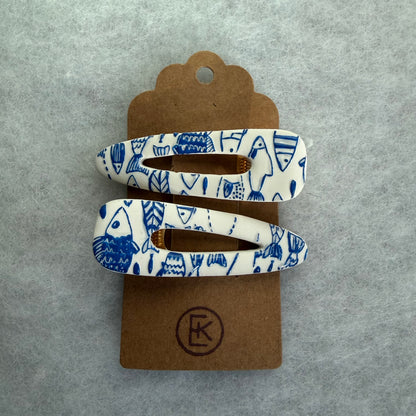 Fish Embossed Hair clips - set of 2