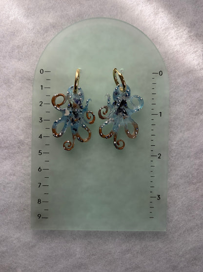 Octopus Charm Resin Huggies Hoops #2