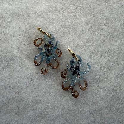 Octopus Charm Resin Huggies Hoops #2