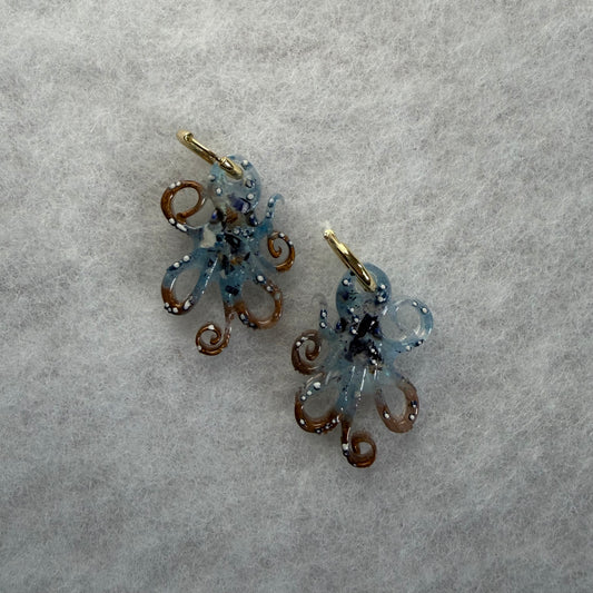 Octopus Charm Resin Huggies Hoops #2
