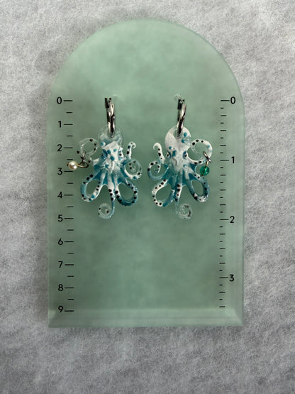 Octopus Charm Resin Huggies Hoops #1
