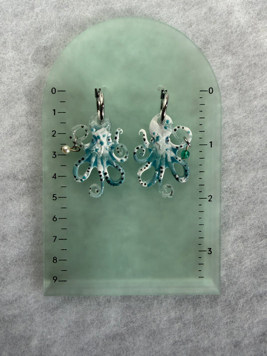 Octopus Charm Resin Huggies Hoops #1