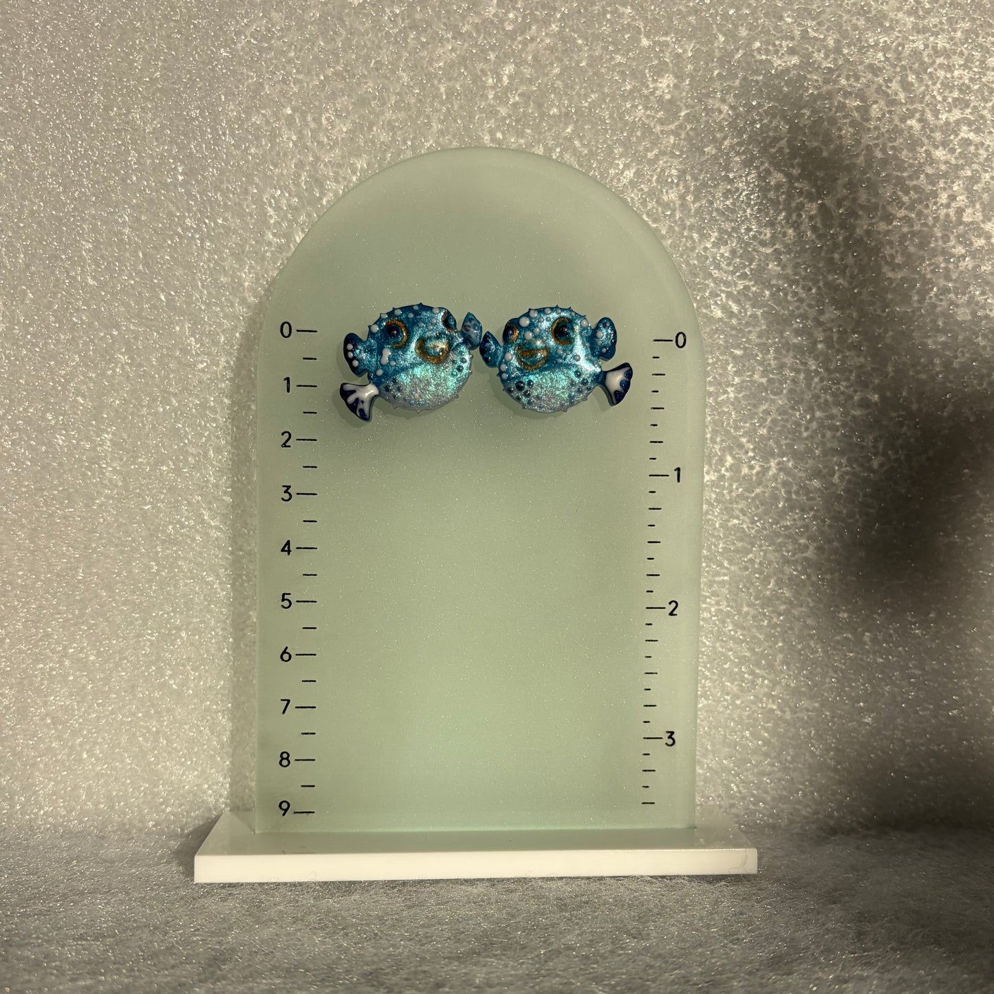 Pufferfish Blue & Pearl studs