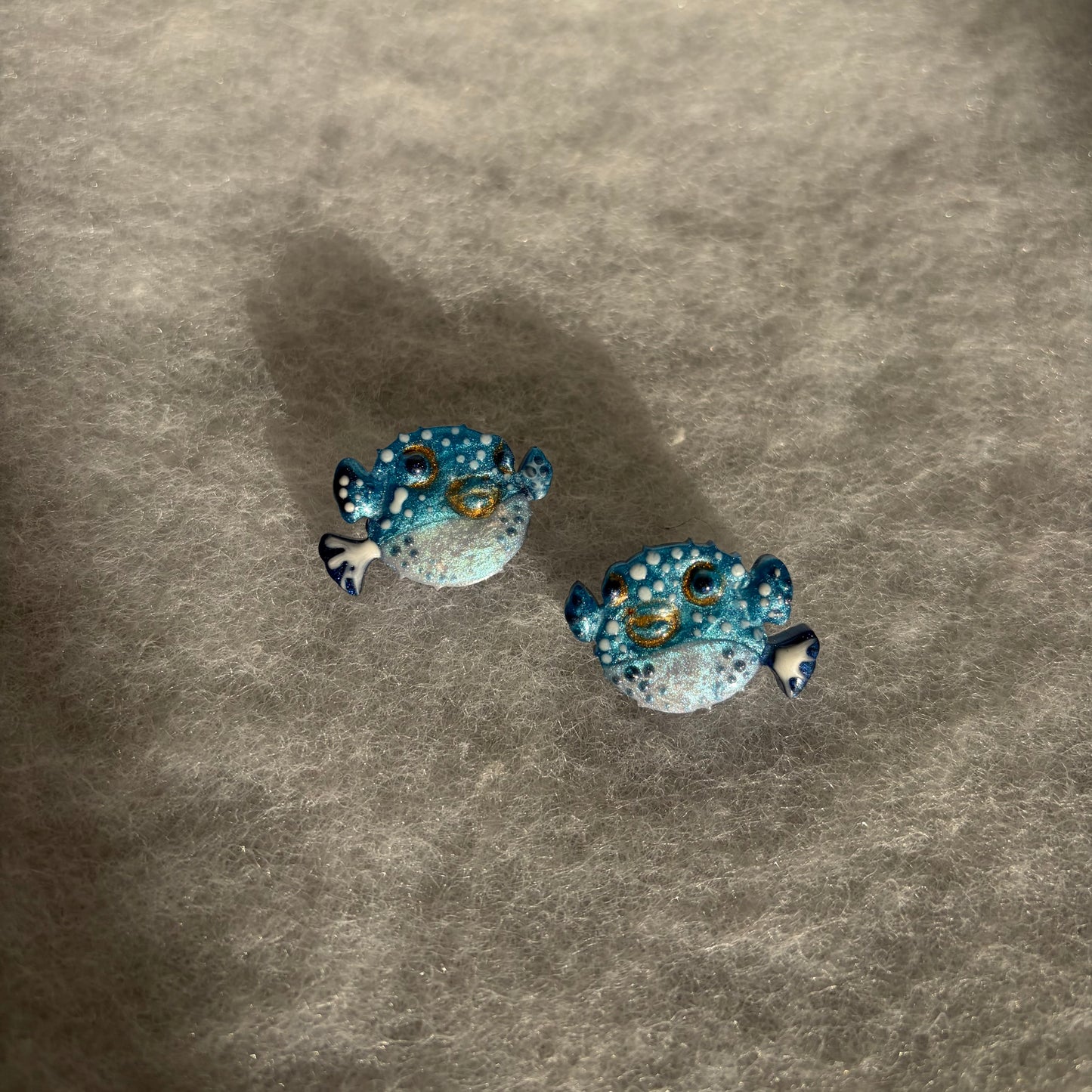 Pufferfish Blue & Pearl studs