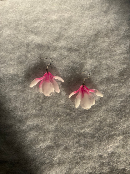 Magnolia Pink/Pink Flower Earrings