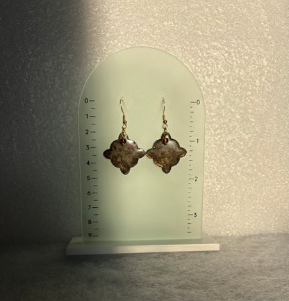 Small Celtic engraved Black & Gold with beads Earrings