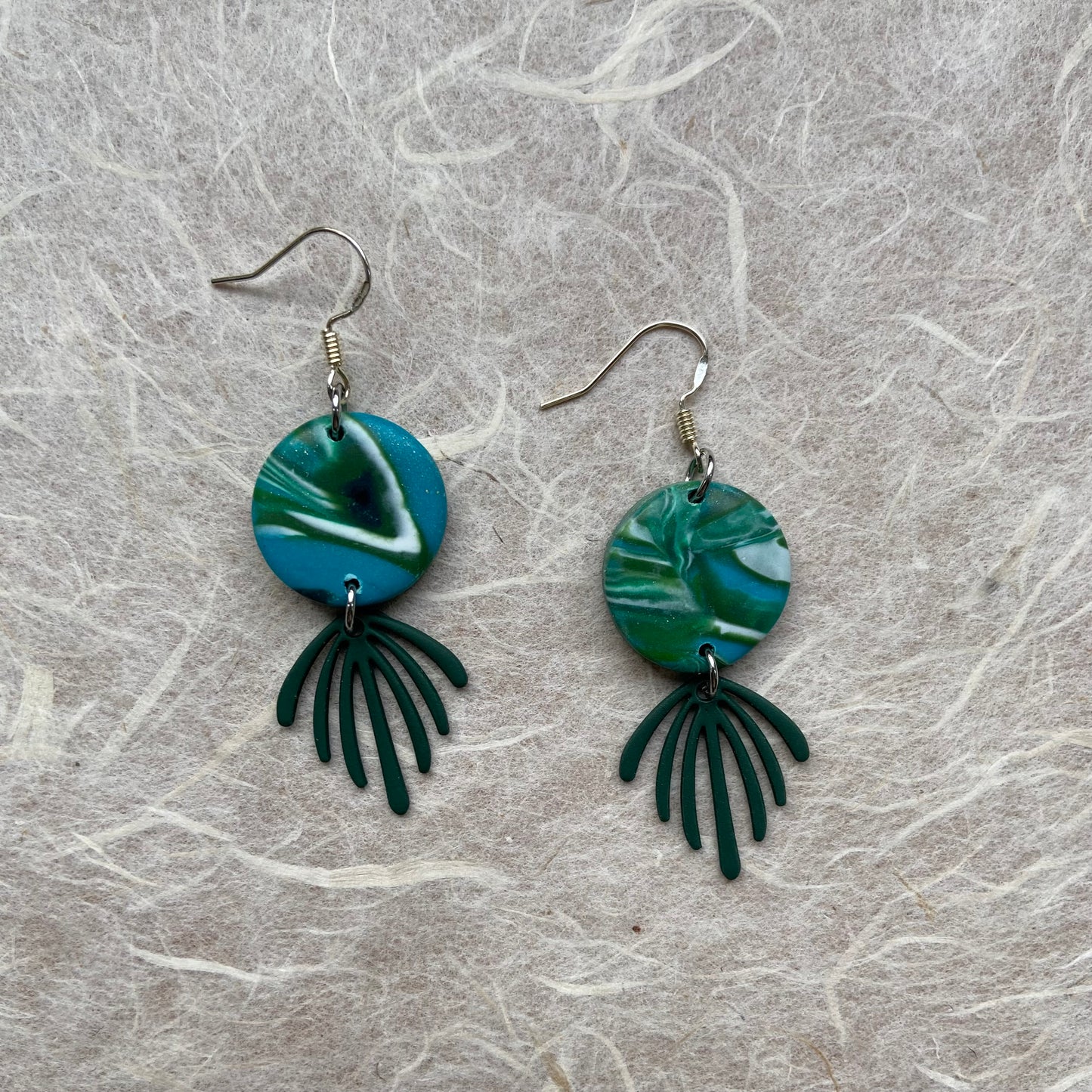 Emerald Planet & Leaf Earrings