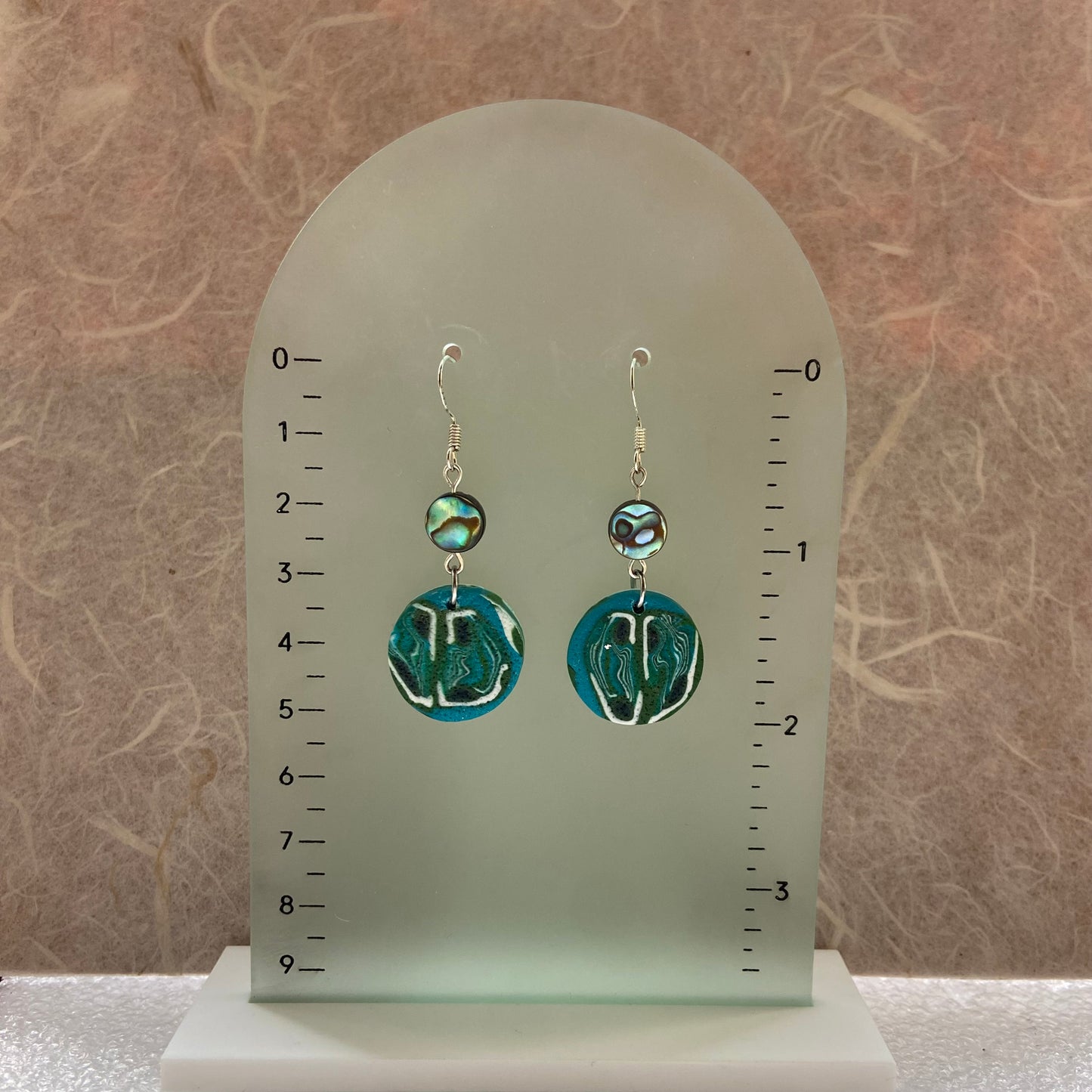 Emerald Planet & Abalone Earrings