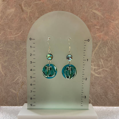 Emerald Planet & Abalone Earrings