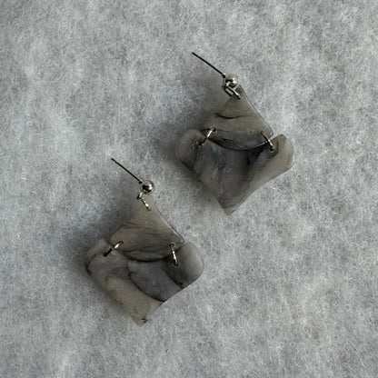 Organic Grey Marbled style Earrings