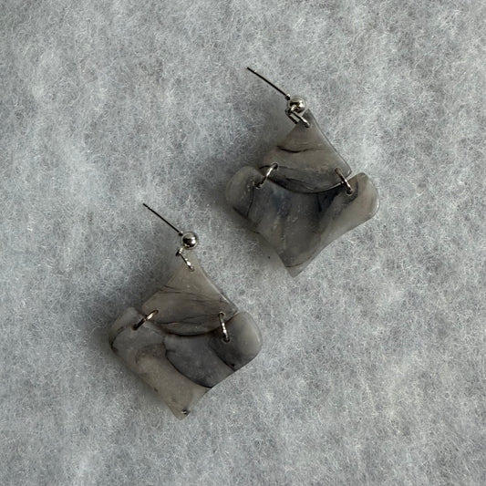 Organic Grey Marbled style Earrings