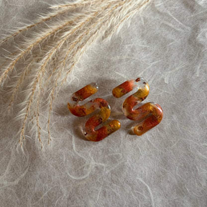 Copper Gold Gold Resin Wiggle studs