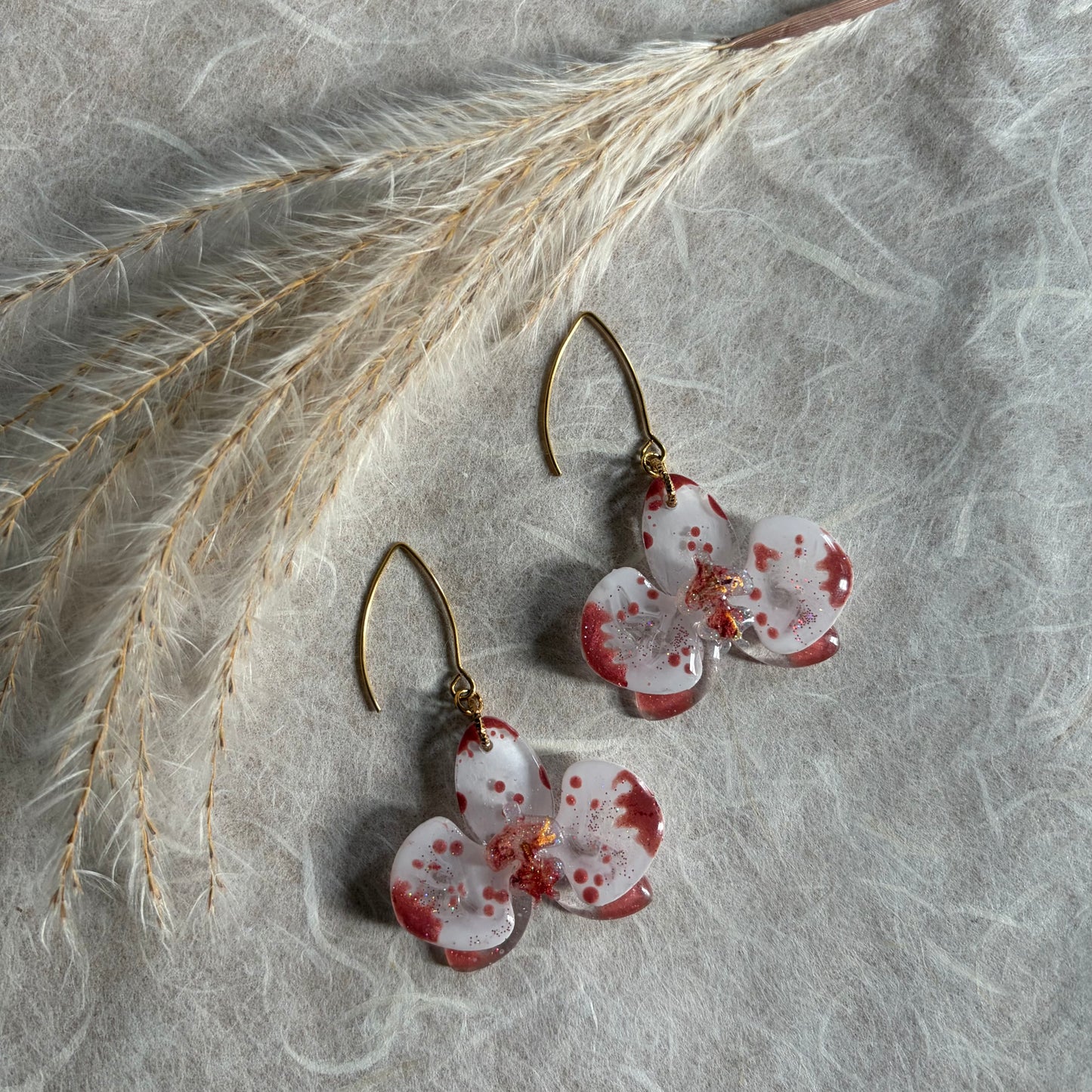 Pink & White Orchid Earrings
