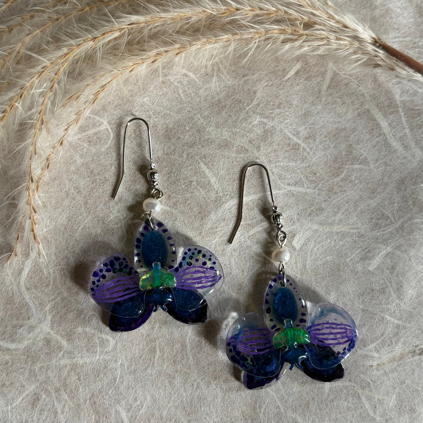 Blue & Purple Orchid Earrings
