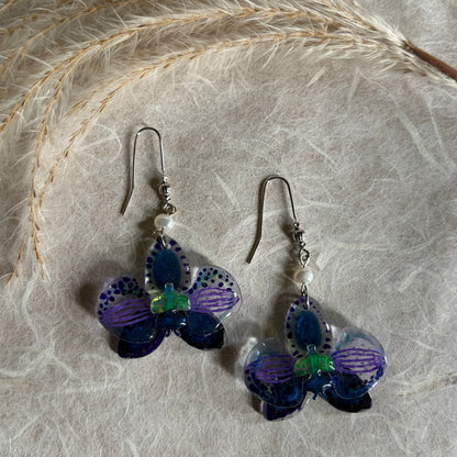 Blue & Purple Orchid Earrings
