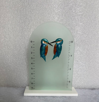 Kingfisher with copper dried leaves Earrings