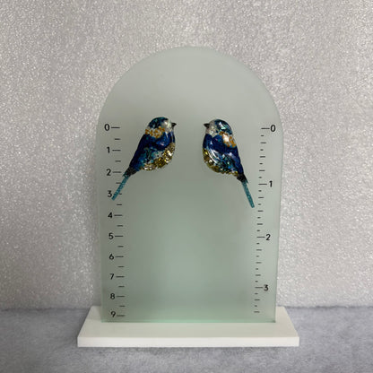 Blue Tits with copper dried flowers Earrings