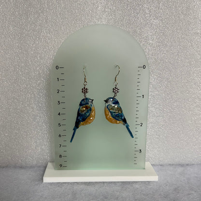 Blue Tits with flakes Earrings