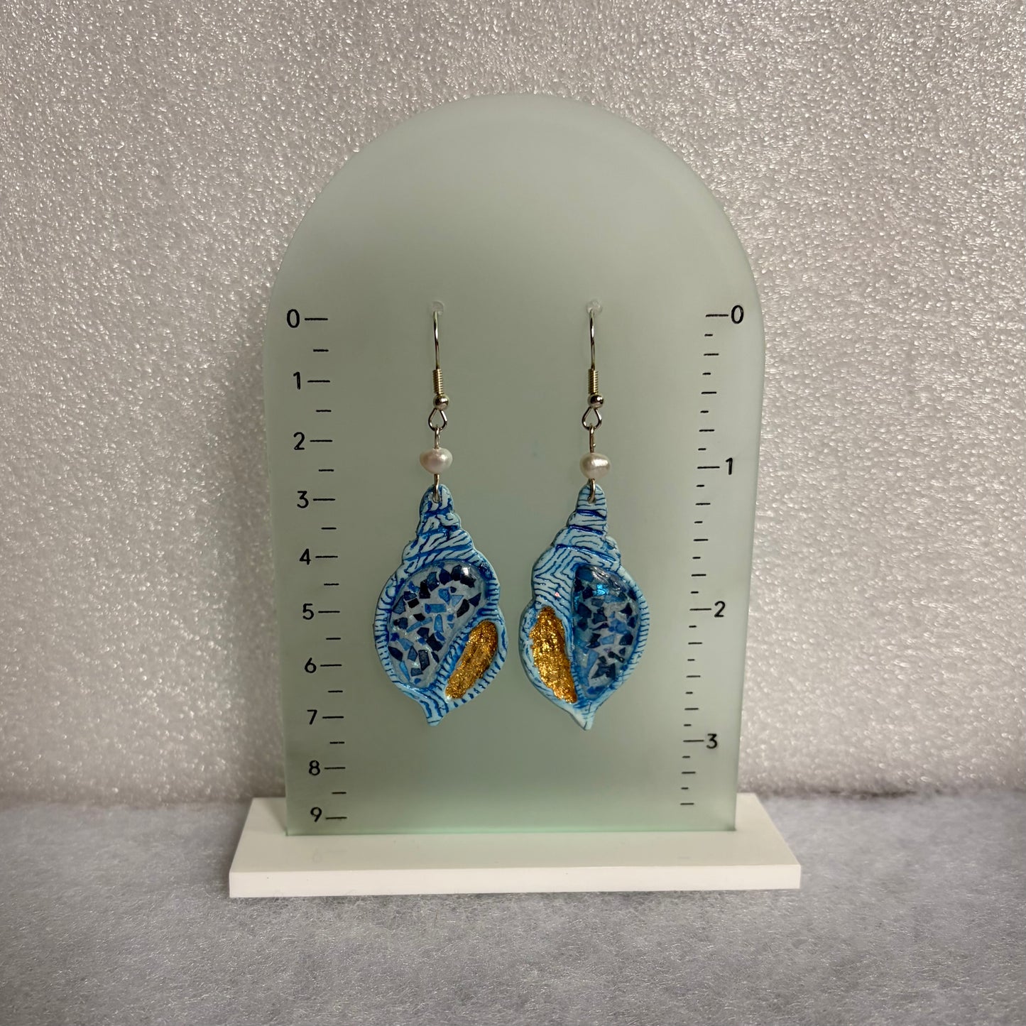 Tidal Treasure Freshwater Pearls, Crushed Glass & Gold Foil Earrings
