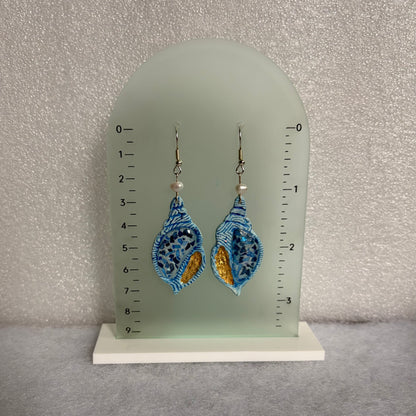 Tidal Treasure Freshwater Pearls, Crushed Glass & Gold Foil Earrings