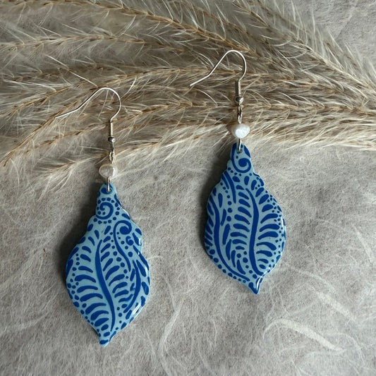 Tidal Treasure Freshwater Pearls, Crushed Glass & Gold Foil Earrings